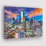 Dallas Texas Usa Downtown City Skyline V1 City Art Watercolor Canvas Prints Wall Art Home Decor, Large Canvas