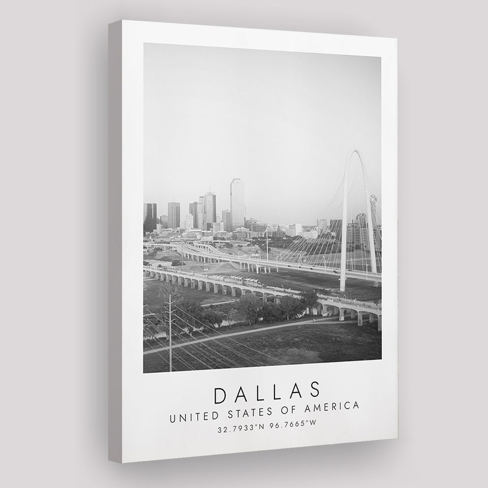 Dallas, Usa 1 Black And White Art Canvas Prints Wall Art Home Decor