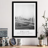 Dallas, Usa 1 Black And White Art Framed Art Prints Wall Art Decor, Framed Picture