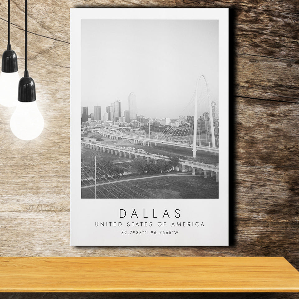 Dallas, Usa 1 Black And White Art Canvas Prints Wall Art Home Decor