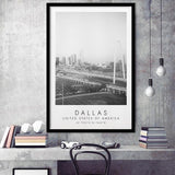 Dallas, Usa 1 Black And White Art Framed Art Prints Wall Art Decor, Framed Picture