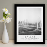 Dallas, Usa 1 Black And White Art Framed Art Prints Wall Art Decor, Framed Picture