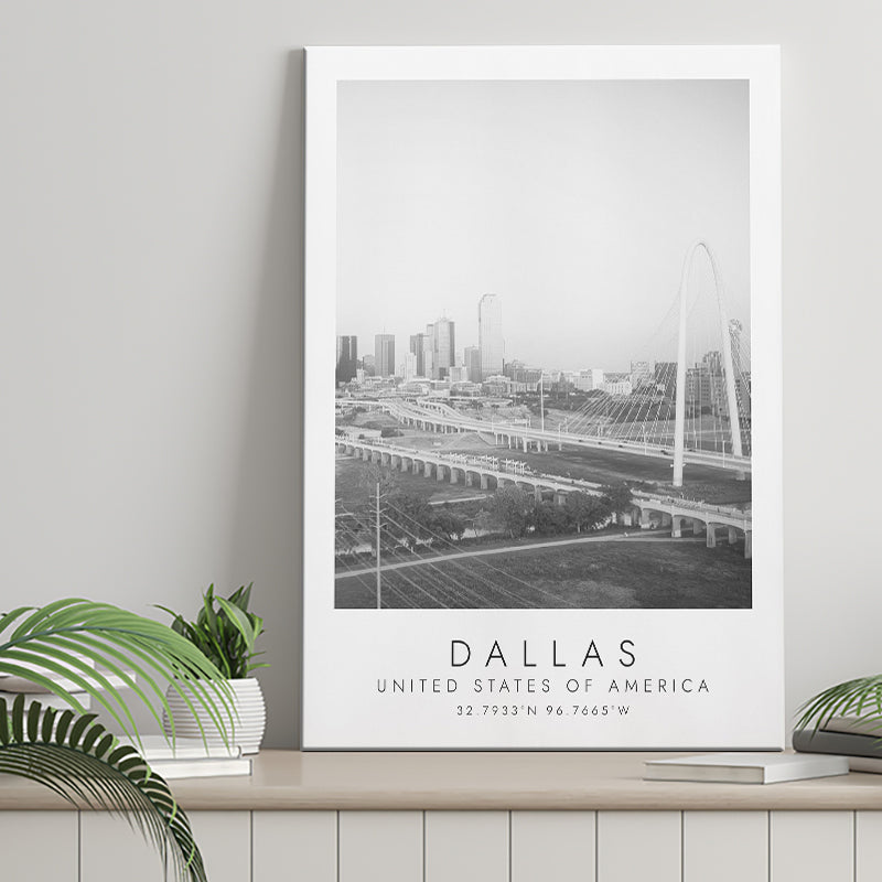 Dallas, Usa 1 Black And White Art Canvas Prints Wall Art Home Decor