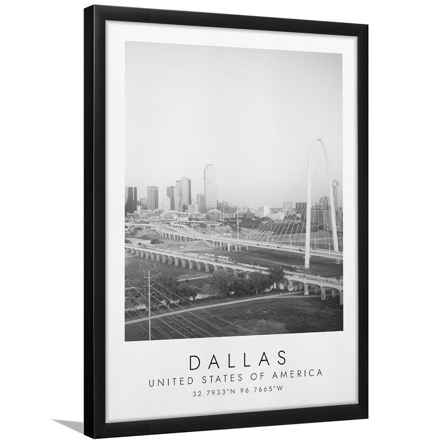Dallas, Usa 1 Black And White Art Framed Art Prints Wall Art Decor, Framed Picture