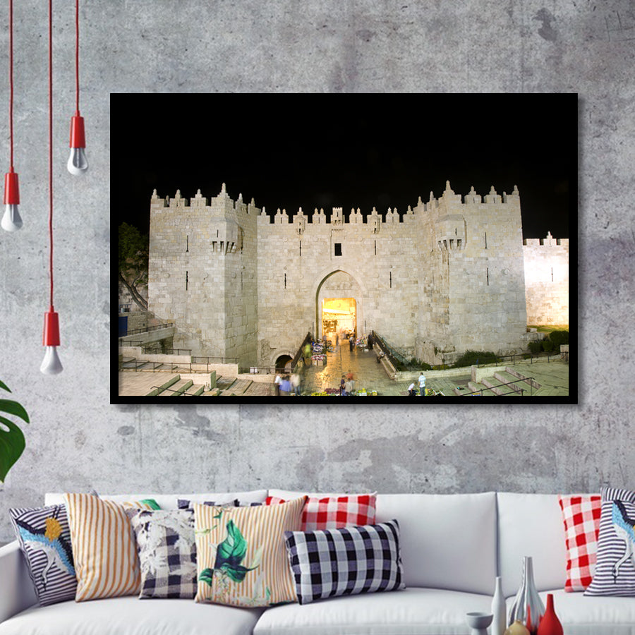 Damascus Gate entrance Old City Jerusalem Palestine Framed Art Prints Wall Decor - Painting Art, Wall Art, Home Decor