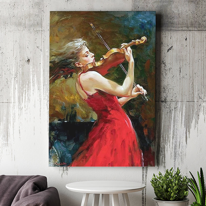 Dance And Music Wall Art Violin Woman Canvas Prints Wall Art - Painting Canvas, Art Prints, Wall Decor