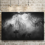 Dark Horror Halloween Gravestone Gothic Theme Canvas Prints Wall Art, Home Living Room Decor, Large Canvas