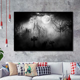 Dark Horror Halloween Gravestone Gothic Theme Framed Art Prints Wall Decor, Framed Picture, Large Art Prints
