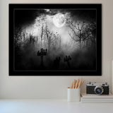 Dark Horror Halloween Gravestone Gothic Theme Framed Art Prints Wall Decor, Framed Picture, Large Art Prints