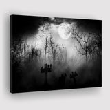 Dark Horror Halloween Gravestone Gothic Theme Canvas Prints Wall Art, Home Living Room Decor, Large Canvas