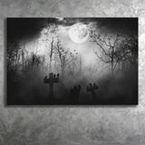Dark Horror Halloween Gravestone Gothic Theme Canvas Prints Wall Art, Home Living Room Decor, Large Canvas