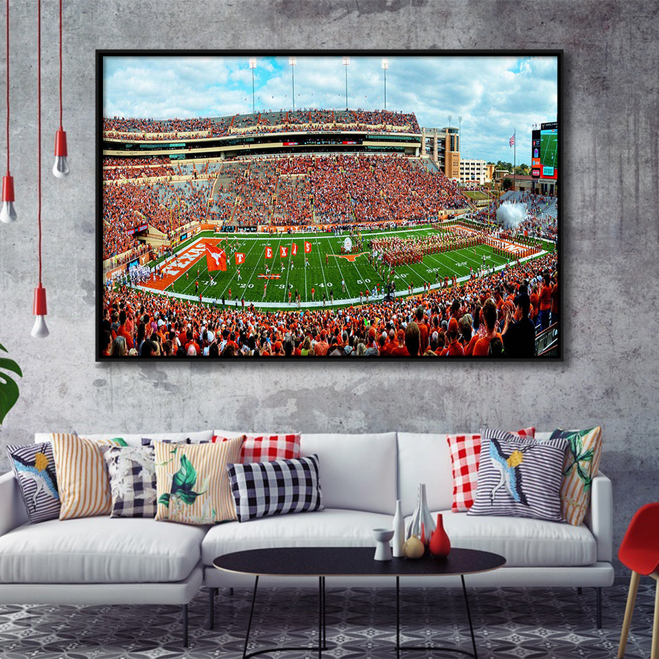 Darrell K Royal Stadium Framed Canvas Prints Texas Memorial Wall Art,Sport Stadium Art Prints, Fan Gift