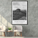 Dartmoor National Park Travel Art Black And White Decor Framed Canvas Prints Wall Art Home Decor, Floating Frame