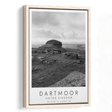 Dartmoor National Park Travel Art Black And White Decor Framed Canvas Prints Wall Art Home Decor, Floating Frame