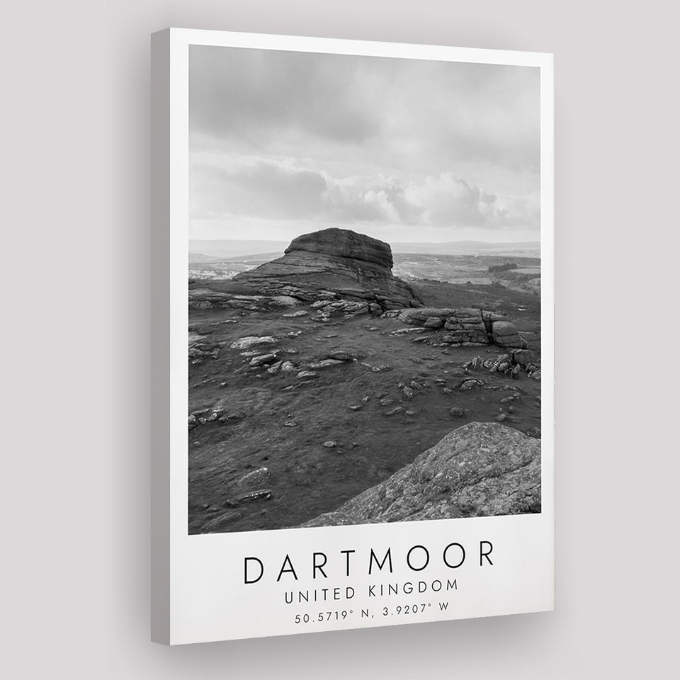 Dartmoor National Park Travel Art Black And White Decor Canvas Prints Wall Art Home Decor