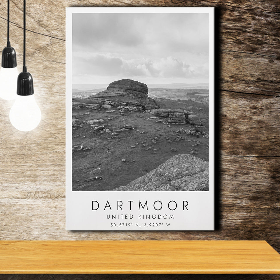 Dartmoor National Park Travel Art Black And White Decor Canvas Prints Wall Art Home Decor