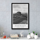 Dartmoor National Park Travel Art Black And White Decor Framed Canvas Prints Wall Art Home Decor, Floating Frame