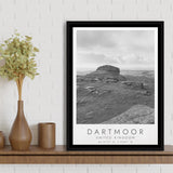Dartmoor National Park Travel Art Black And White Decor Framed Canvas Prints Wall Art Home Decor, Floating Frame