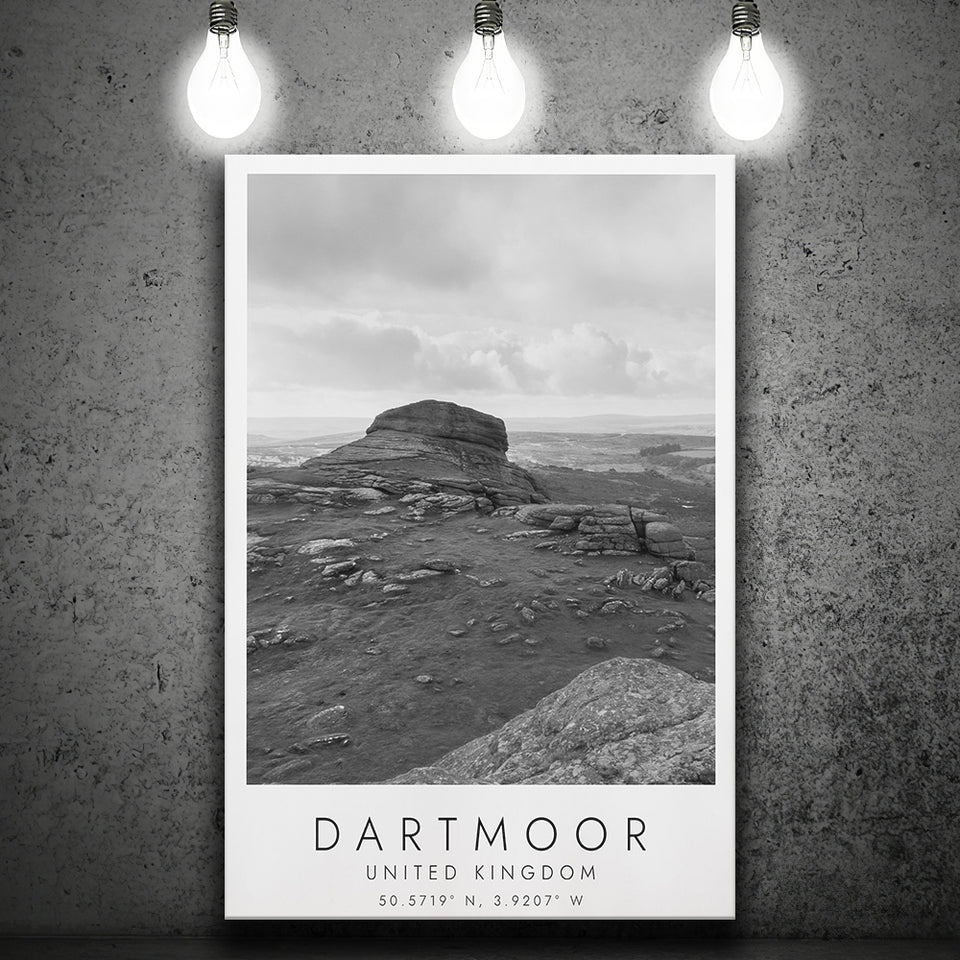 Dartmoor National Park Travel Art Black And White Decor Canvas Prints Wall Art Home Decor