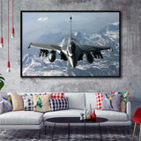Dassault Rafale War Airplane Aircraft Framed Canvas Prints Wall Art Decor - Painting Canvas, Black Framed Picture