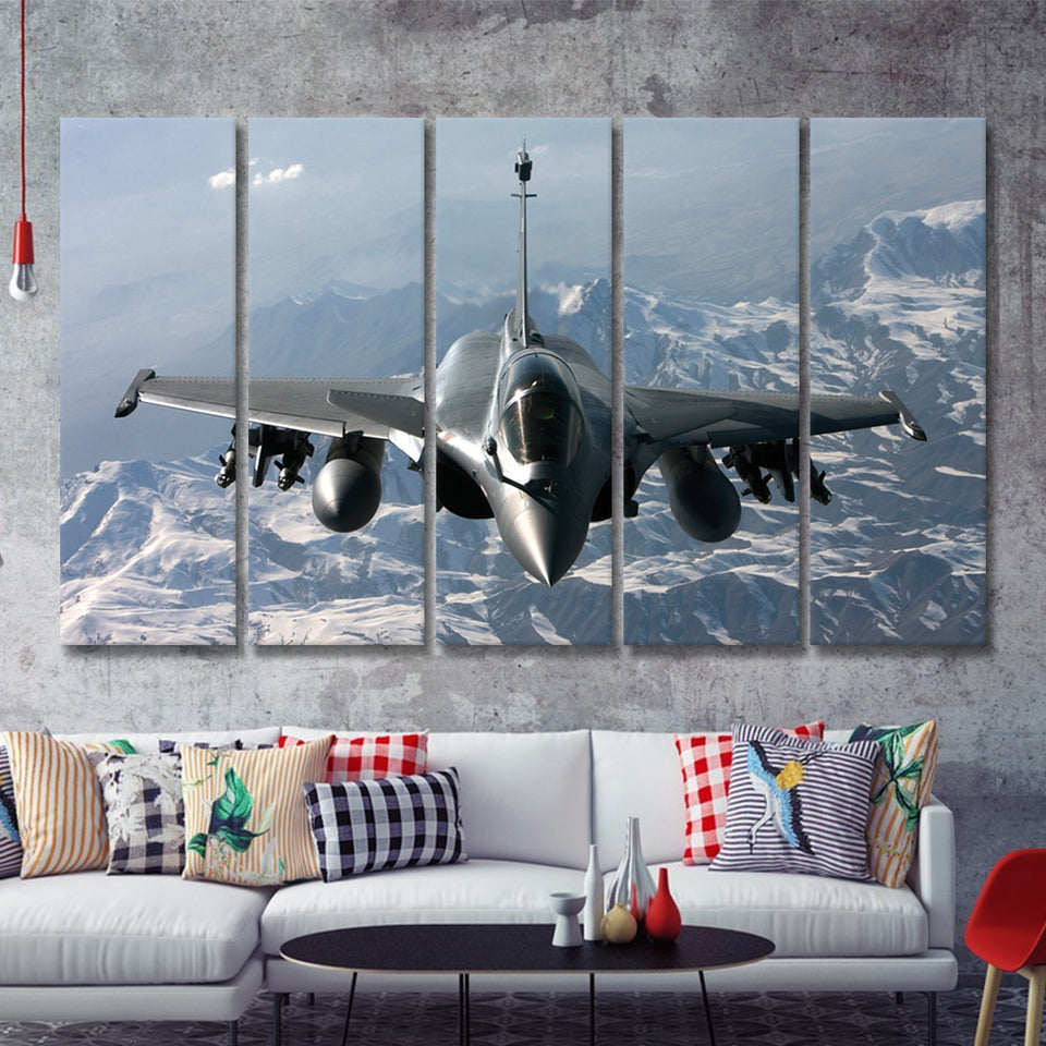 Dassault Rafale War Airplane Aircraft 5 Piece B Canvas Prints Wall Art Decor - Painting Canvas, Multi Panels