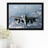 Dassault Rafale War Airplane Aircraft Framed Canvas Prints Wall Art Decor - Painting Canvas, Black Framed Picture