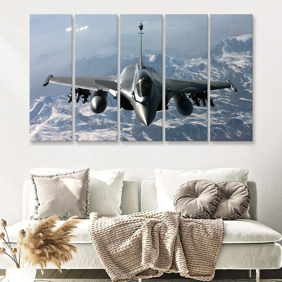 Dassault Rafale War Airplane Aircraft 5 Piece B Canvas Prints Wall Art Decor - Painting Canvas, Multi Panels