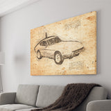 Datsun 240Z 1971 Da Vinci Style Canvas Prints - Painting Canvas, Wall Art,Old Car, Prints for Sale,Wal Decor, Home Decor