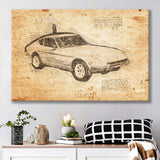 Datsun 240Z 1971 Da Vinci Style Canvas Prints - Painting Canvas, Wall Art,Old Car, Prints for Sale,Wal Decor, Home Decor