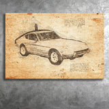 Datsun 240Z 1971 Da Vinci Style Canvas Prints - Painting Canvas, Wall Art,Old Car, Prints for Sale,Wal Decor, Home Decor