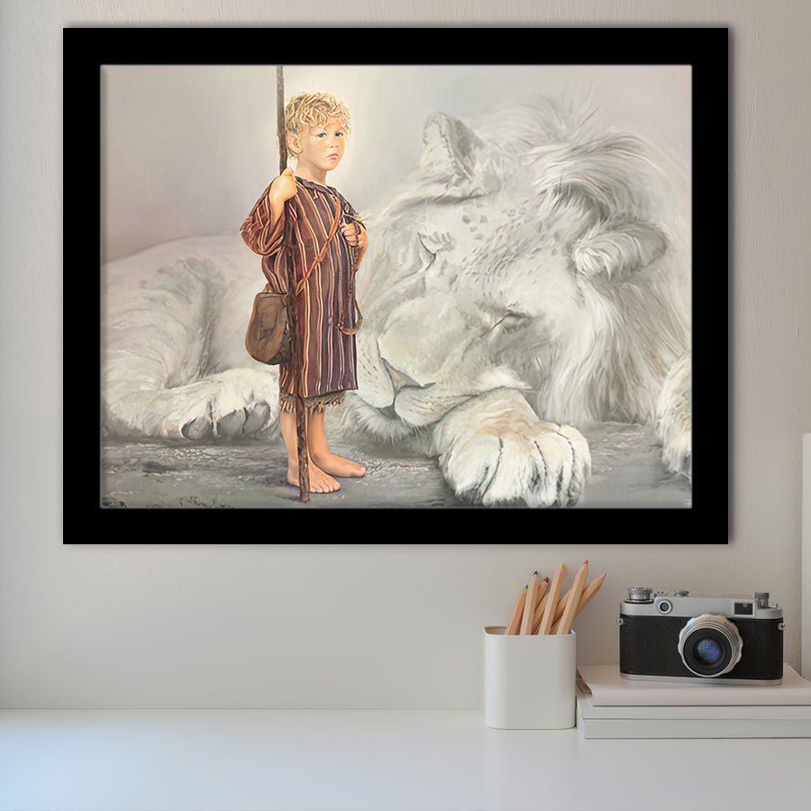 Davids First Goliath Framed Art Print Wall Decor - Painting Art, Framed Picture, Home Decor