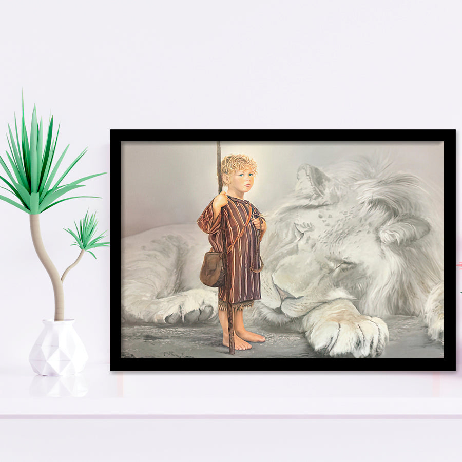 Davids First Goliath Framed Art Print Wall Decor - Painting Art, Framed Picture, Home Decor