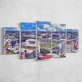 Davis Wade Stadium Bulldogs Stadium Watercolor, 5 Pieces, Multi Panel Canvas Prints Wall Art Decor