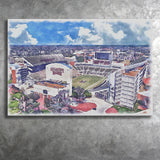 Davis Wade Stadium Bulldogs Stadium Watercolor, Sport Art Prints Fan Gift, Canvas Prints Wall Art Decor