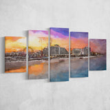 Daytona Beach Florida Usa Beachfront Skyline 5 Pieces Mixed Canvas Prints Wall Art Home Decor