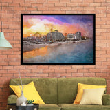 Daytona Beach Florida Usa Beachfront Skyline City Art Watercolor Framed Art Prints Wall Art Decor,Framed Picture