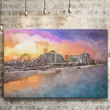 Daytona Beach Florida Usa Beachfront Skyline City Art Watercolor Canvas Prints Wall Art Home Decor, Large Canvas