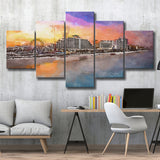 Daytona Beach Florida Usa Beachfront Skyline 5 Pieces Mixed Canvas Prints Wall Art Home Decor