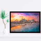Daytona Beach Florida Usa Beachfront Skyline City Art Watercolor Framed Art Prints Wall Art Decor,Framed Picture