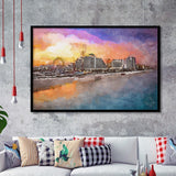 Daytona Beach Florida Usa Beachfront Skyline City Art Watercolor Framed Art Prints Wall Art Decor,Framed Picture
