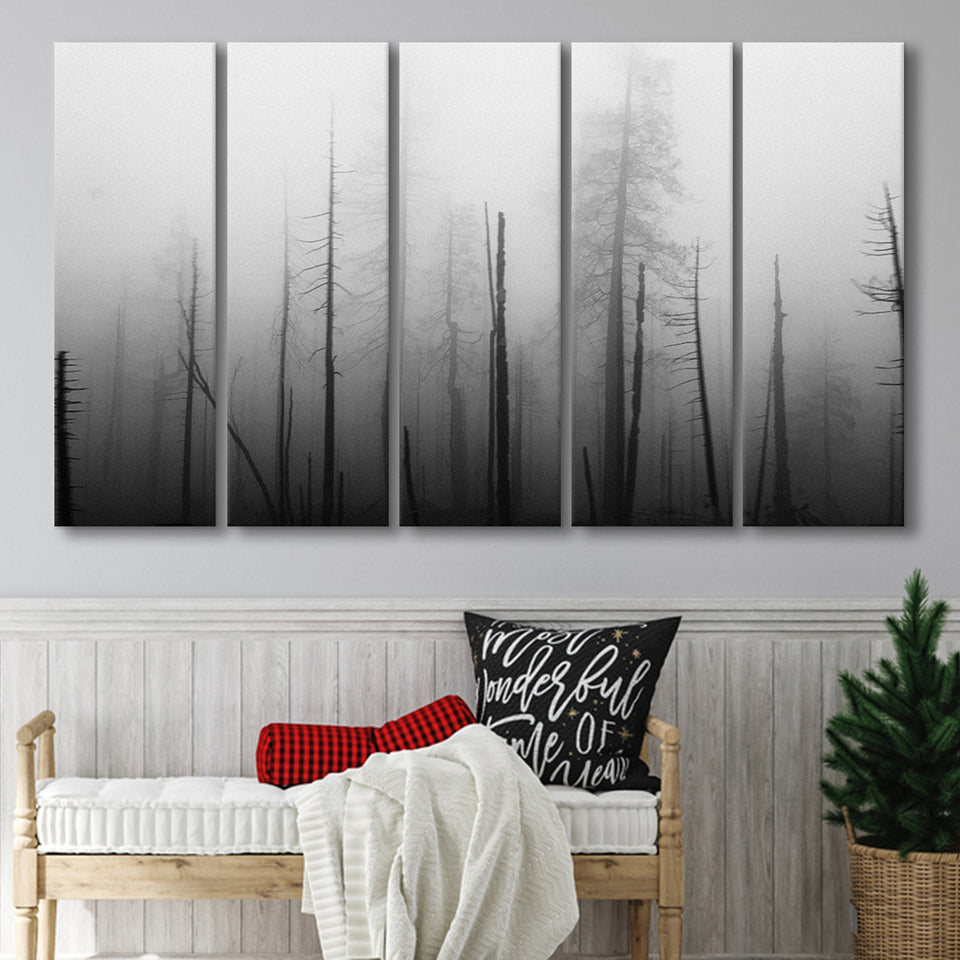 Dead Forest Canvas , Gothic Theme, 5 Panel B Canvas Prints Wall Art, Extra Large Canvas Decor