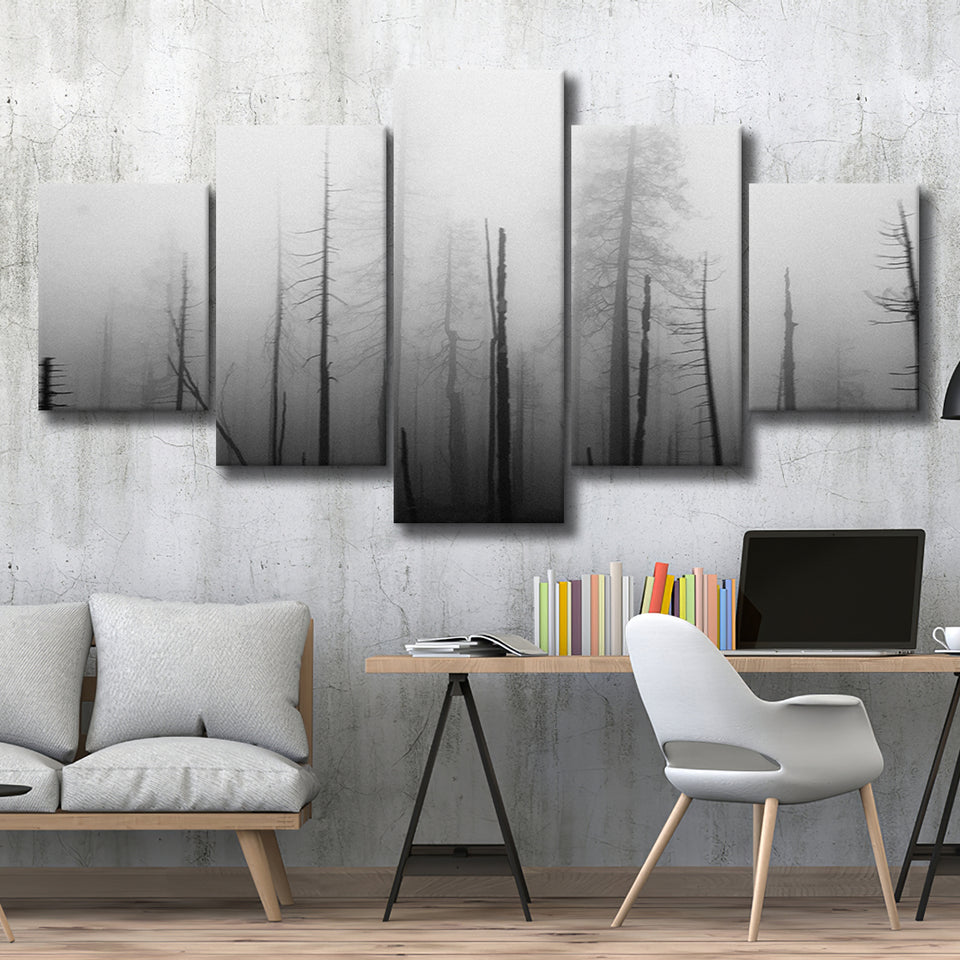 Dead Forest Canvas, Gothic Theme, 5 Panel Canvas Prints Wall Art,Mixed Canvas, Large Canvas