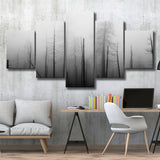 Dead Forest Canvas, Gothic Theme, 5 Panel Canvas Prints Wall Art,Mixed Canvas, Large Canvas