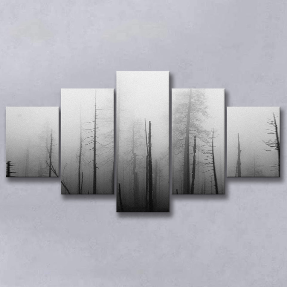 Dead Forest Canvas, Gothic Theme, 5 Panel Canvas Prints Wall Art,Mixed Canvas, Large Canvas