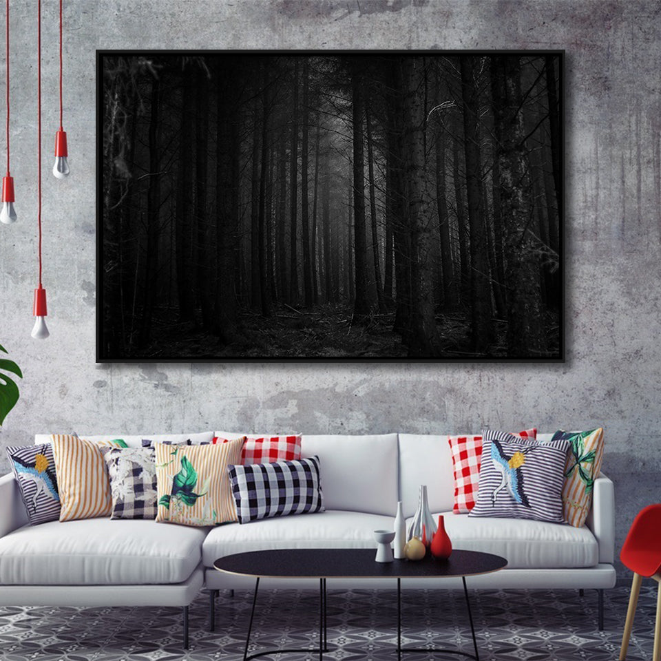 Dead Forest Decor , Gothic Room,Gothic Theme Canvas Art Framed Canvas Prints Wall Art, Floating Frame, Large Canvas Home Decor