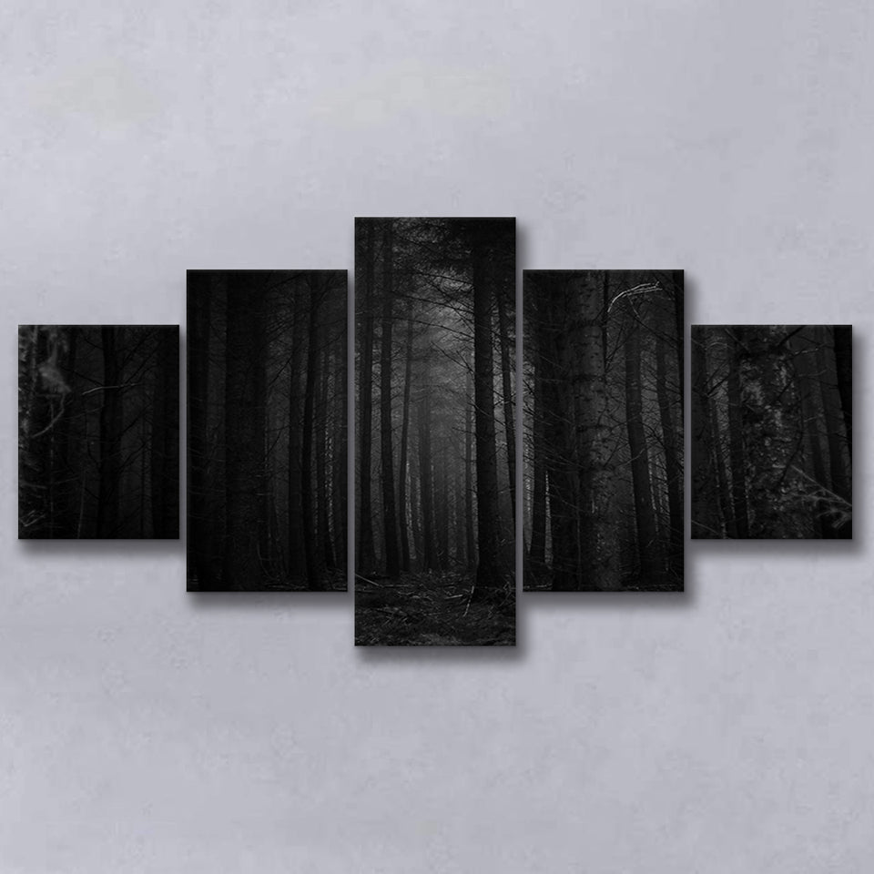 Dead Forest Decor, Gothic Room,Gothic Theme Canvas Art, 5 Panel Canvas Prints Wall Art,Mixed Canvas, Large Canvas