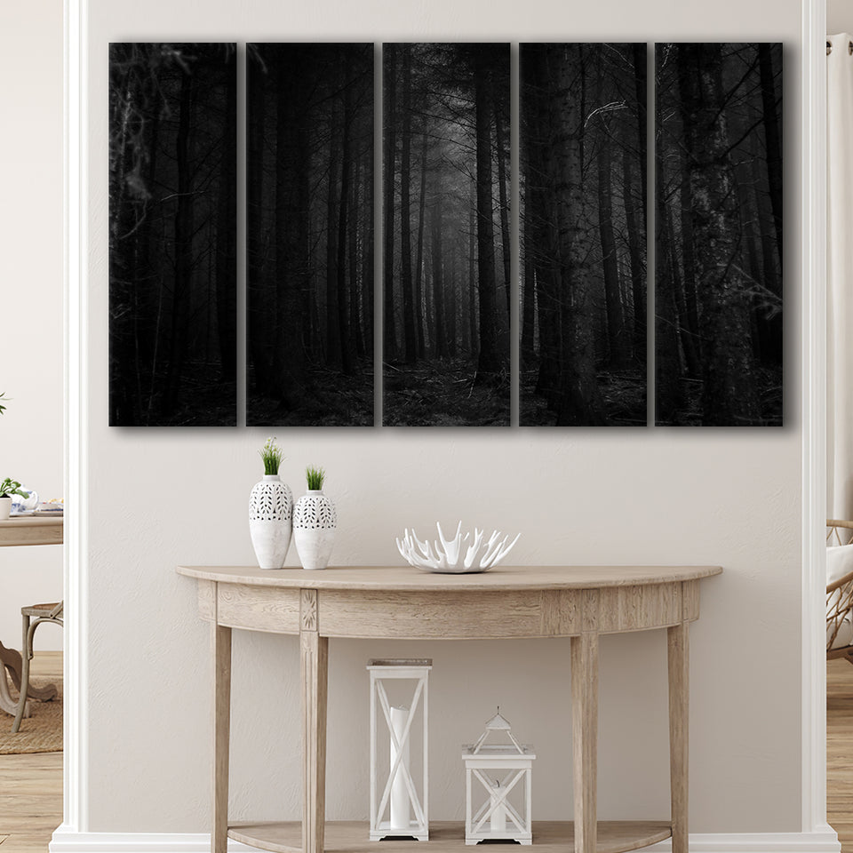 Dead Forest Decor , Gothic Room,Gothic Theme Canvas Art, 5 Panel B Canvas Prints Wall Art, Extra Large Canvas Decor