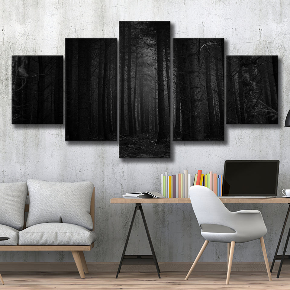 Dead Forest Decor, Gothic Room,Gothic Theme Canvas Art, 5 Panel Canvas Prints Wall Art,Mixed Canvas, Large Canvas