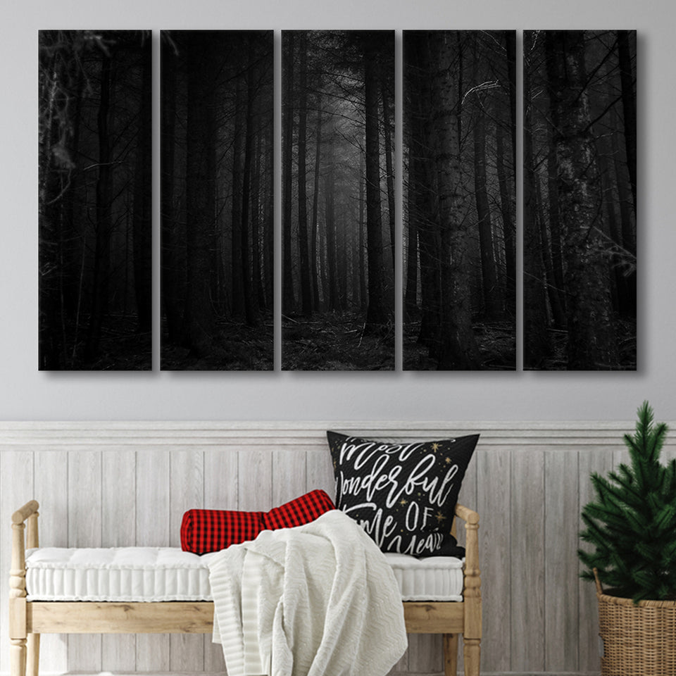 Dead Forest Decor , Gothic Room,Gothic Theme Canvas Art, 5 Panel B Canvas Prints Wall Art, Extra Large Canvas Decor