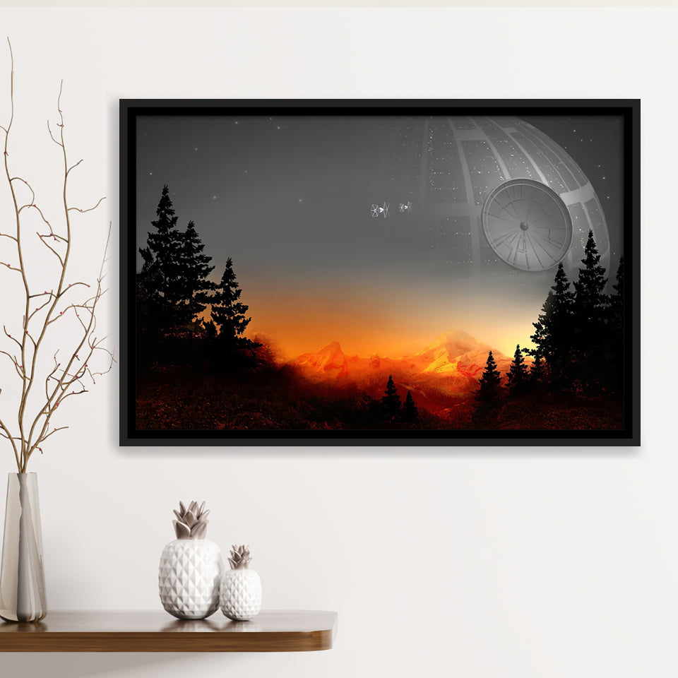 Death Star Movie Framed Canvas Prints Wall Art - Painting Canvas, Wall Decor, Canvas Art, Floating Frame